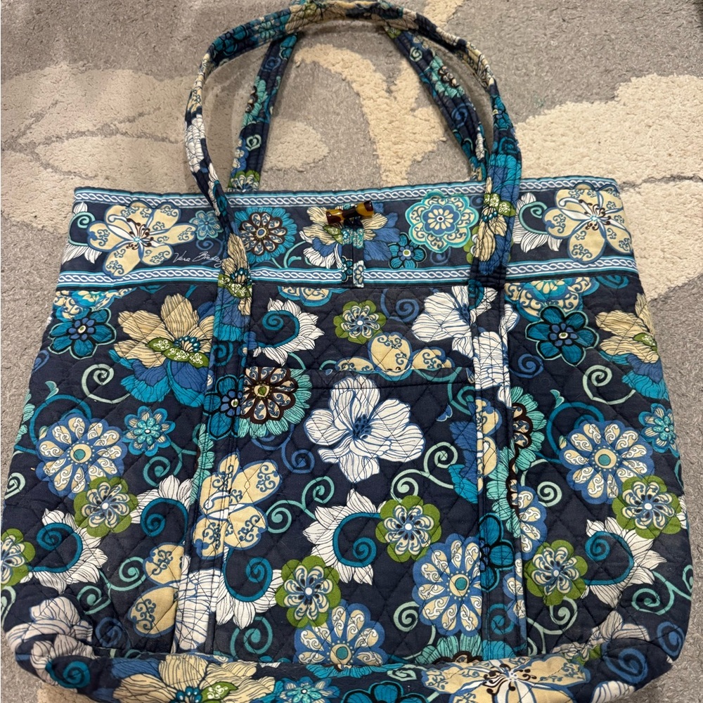 Floral Quilted Tote Bag - Blue and Green Vera Bradley
